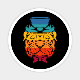 Dog Pug Retro Hat Magnet